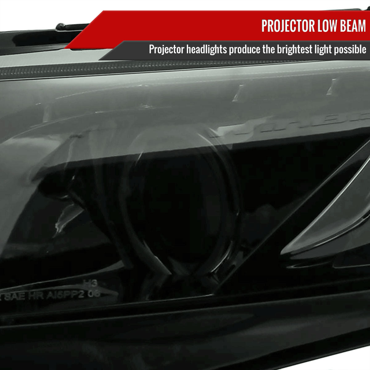 2006-2011 Honda Civic Sedan Projector Headlights w/ R8 Style LED Light Strip (Chrome Housing/Smoked Lens)