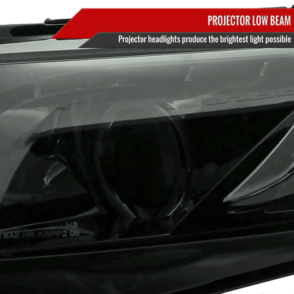 2006-2011 Honda Civic Sedan Projector Headlights w/ R8 Style LED Light Strip (Chrome Housing/Smoked Lens)