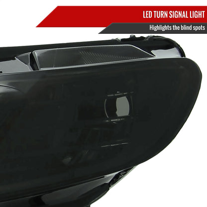 2006-2011 Honda Civic Sedan Projector Headlights w/ R8 Style LED Light Strip (Chrome Housing/Smoked Lens)