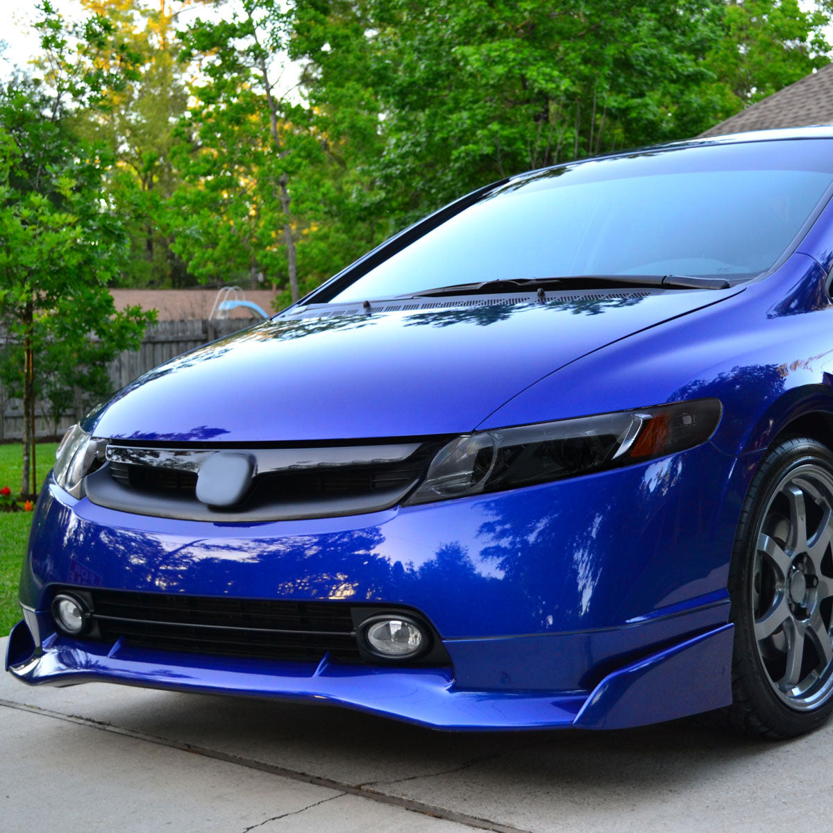 2006-2011 Honda Civic Sedan Projector Headlights w/ R8 Style LED Light Strip (Chrome Housing/Smoked Lens)