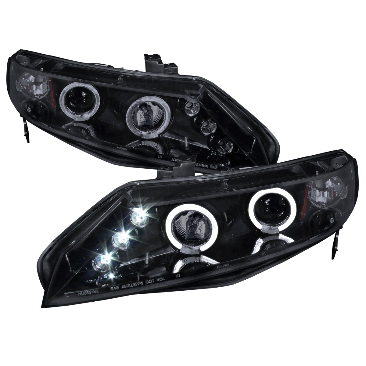 2006-2011 Honda Civic Sedan Dual Halo Projector Headlights (Glossy Black Housing/Smoked Lens)