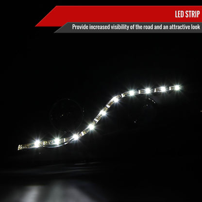2006-2011 Honda Civic Sedan Projector Headlights w/ R8 Style LED Light Strip (Matte Black Housing/Clear Lens)