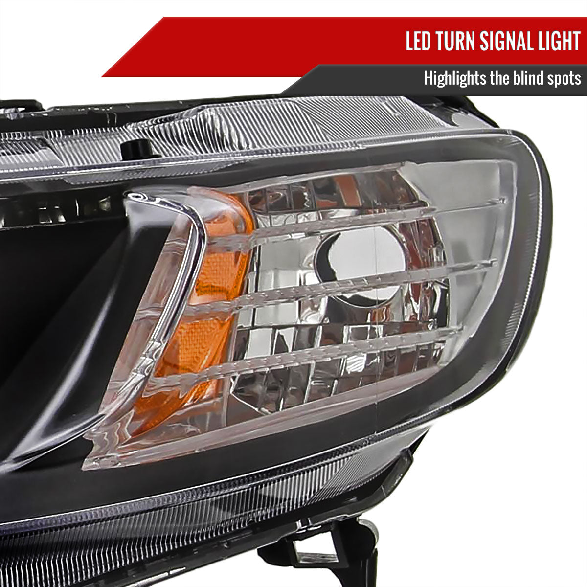 2006-2011 Honda Civic Sedan Projector Headlights w/ R8 Style LED Light Strip (Matte Black Housing/Clear Lens)