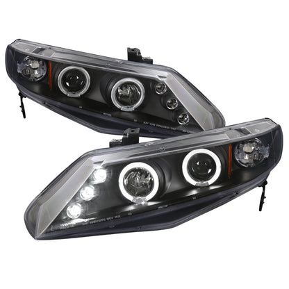 2006-2011 Honda Civic Sedan Dual Halo Projector Headlights (Matte Black Housing/Clear Lens)