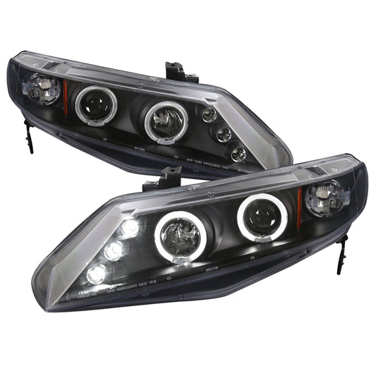 2006-2011 Honda Civic Sedan Dual Halo Projector Headlights (Matte Black Housing/Clear Lens)