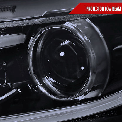 2012-2013 Honda Civic Coupe/ 2012-2015 Civic Sedan LED Bar Projector Headlights (Glossy Black Housing/Smoked Lens)