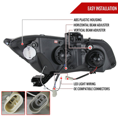 2012-2013 Honda Civic Coupe/ 2012-2015 Civic Sedan LED Bar Projector Headlights (Glossy Black Housing/Smoked Lens)