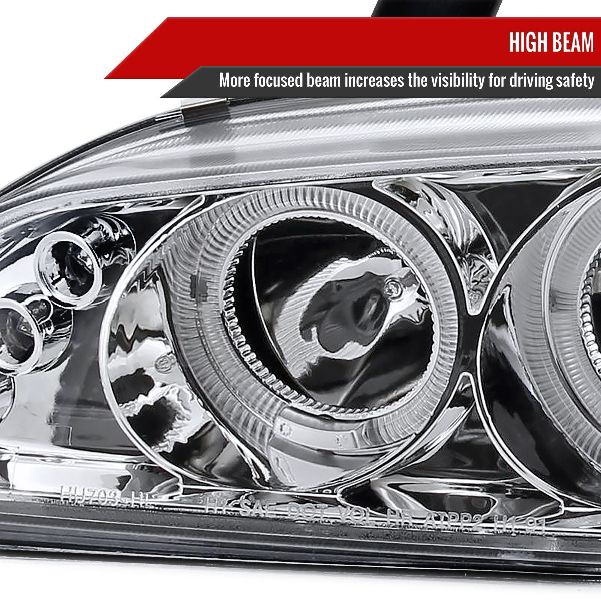 1992-1995 Honda Civic Dual Halo Projector Headlights (Chrome Housing/Clear Lens)