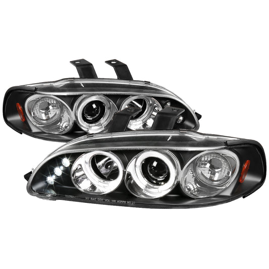 1992-1995 Honda Civic Dual Halo Projector Headlights (Matte Black Housing/Clear Lens)