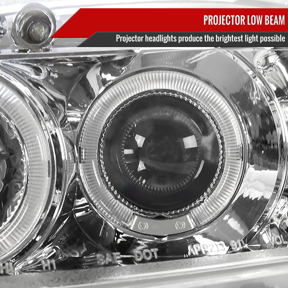 1996-1998 Honda Civic Dual Halo Projector Headlights (Chrome Housing/Clear Lens)
