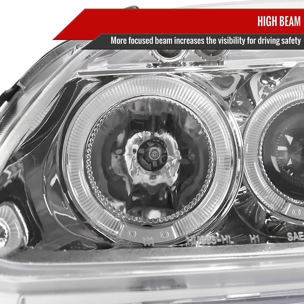 1996-1998 Honda Civic Dual Halo Projector Headlights (Chrome Housing/Clear Lens)