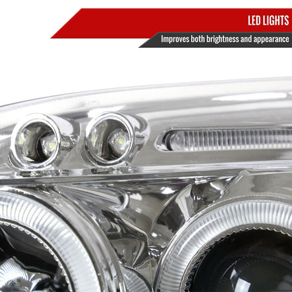 1996-1998 Honda Civic Dual Halo Projector Headlights (Chrome Housing/Clear Lens)