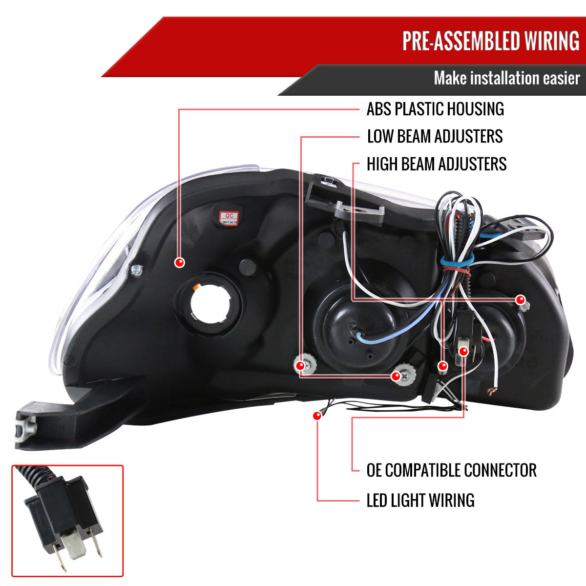 1996-1998 Honda Civic Dual Halo Projector Headlights (Chrome Housing/Clear Lens)