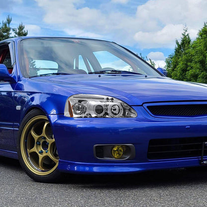 1996-1998 Honda Civic Dual Halo Projector Headlights (Chrome Housing/Clear Lens)