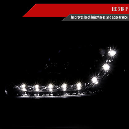 1996-1998 Honda Civic Projector Headlights w/ R8 Style LED Light Strip (Glossy Black Housing/Smoked Lens)