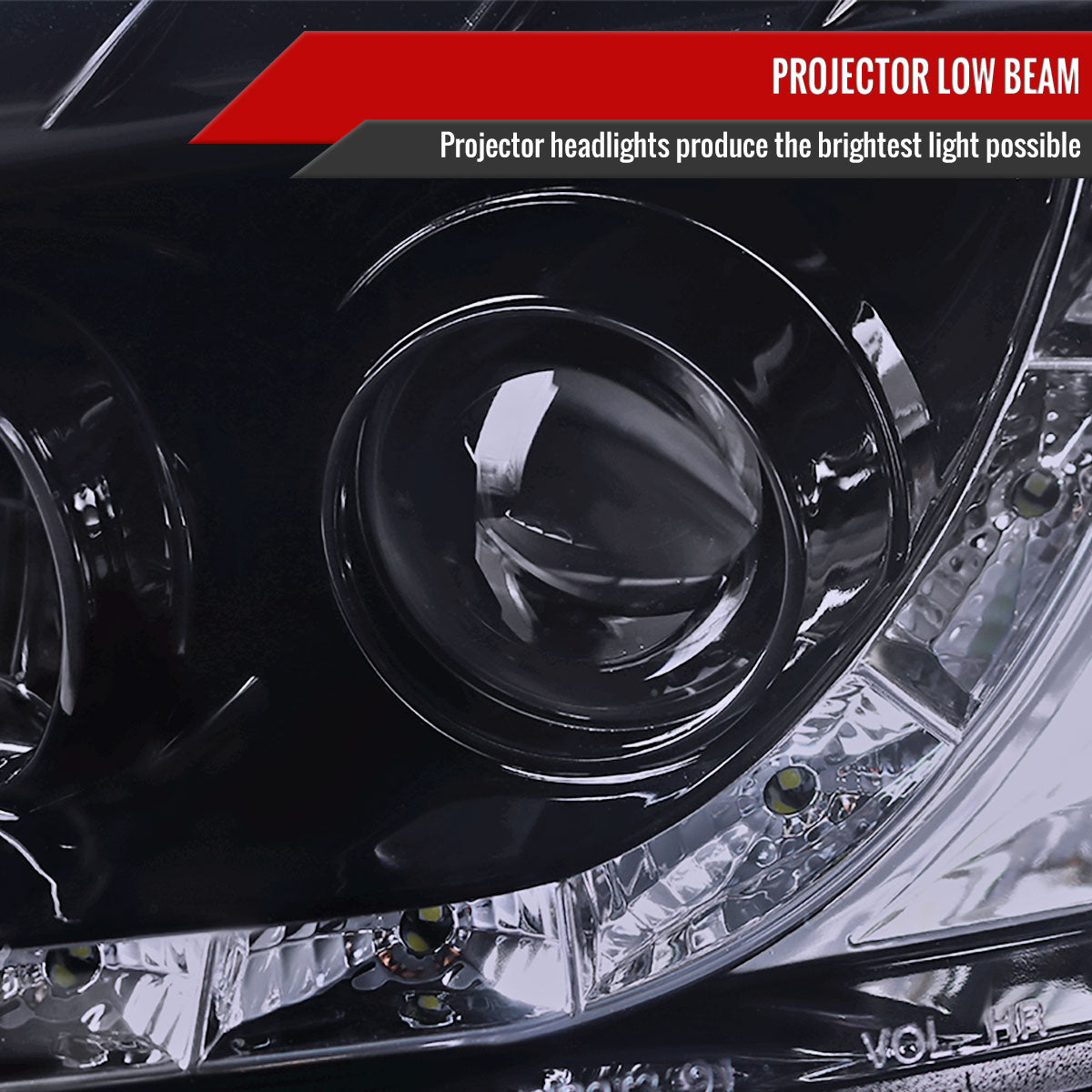 1996-1998 Honda Civic Projector Headlights w/ R8 Style LED Light Strip (Glossy Black Housing/Smoked Lens)
