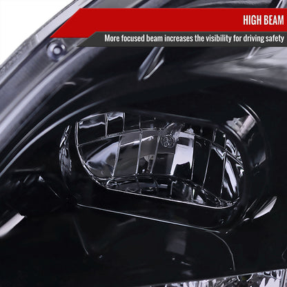 1996-1998 Honda Civic Projector Headlights w/ R8 Style LED Light Strip (Glossy Black Housing/Smoked Lens)