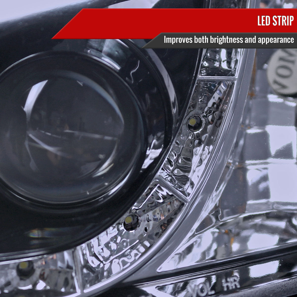 1996-1998 Honda Civic Projector Headlights w/ R8 Style LED Light Strip (Glossy Black Housing/Smoked Lens)