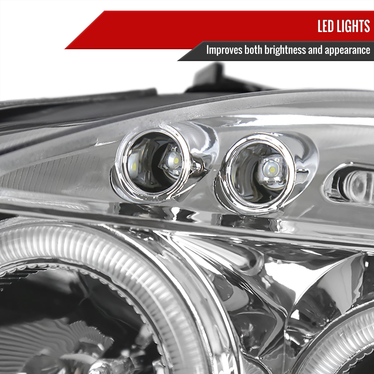 1999-2000 Honda Civic Dual Halo Projector Headlights (Chrome Housing/Clear Lens)