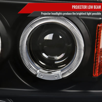 2005-2007 Dodge Dakota Dual Halo Projector Headlights (Matte Black Housing/Clear Lens)