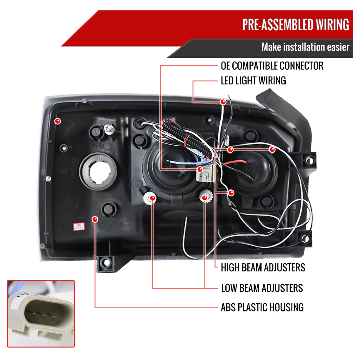 2005-2007 Dodge Dakota Dual Halo Projector Headlights (Matte Black Housing/Clear Lens)