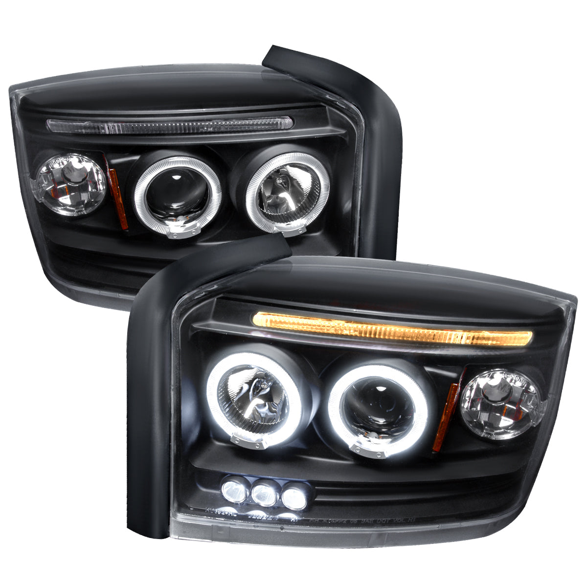 2005-2007 Dodge Dakota Dual Halo Projector Headlights (Matte Black Housing/Clear Lens)