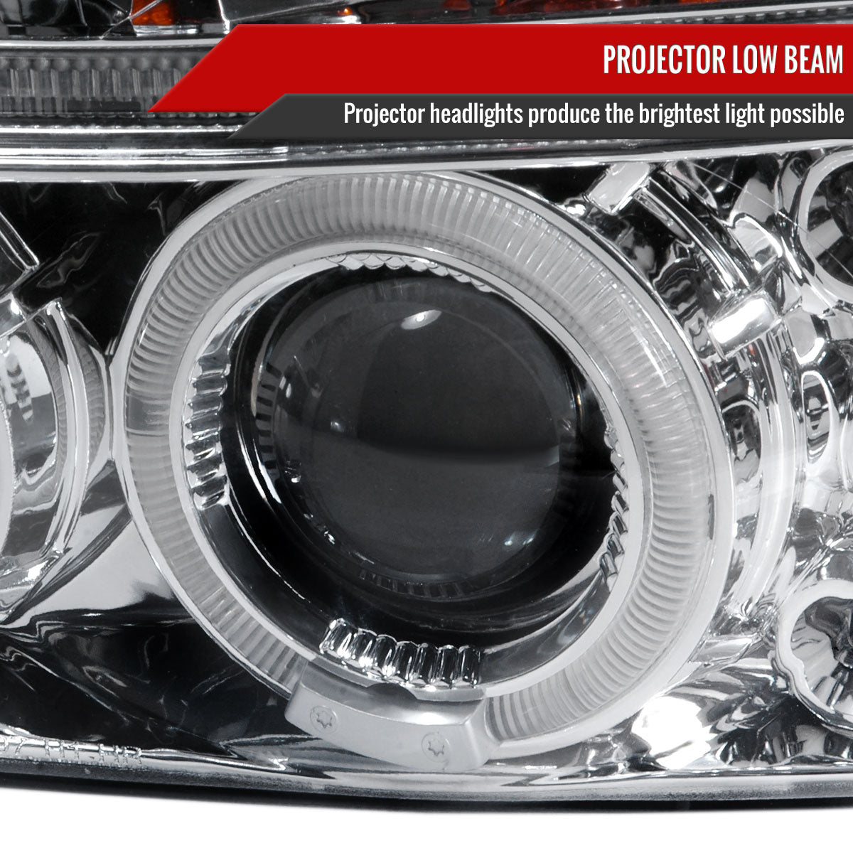 1997-2004 Dodge Dakota/ 1998-2003 Durango Dual Halo Projector Headlights (Chrome Housing/Clear Lens)