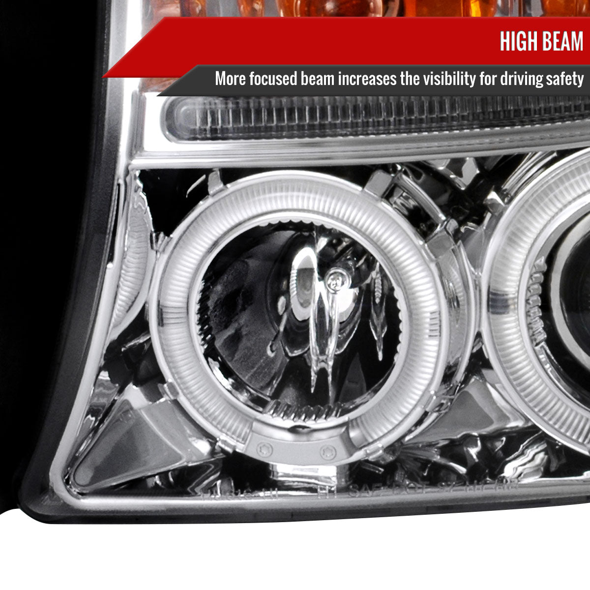 1997-2004 Dodge Dakota/ 1998-2003 Durango Dual Halo Projector Headlights (Chrome Housing/Clear Lens)