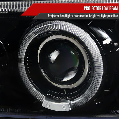 1997-2004 Dodge Dakota/ 1998-2003 Durango Dual Halo Projector Headlights (Jet Black Housing/Clear Lens)