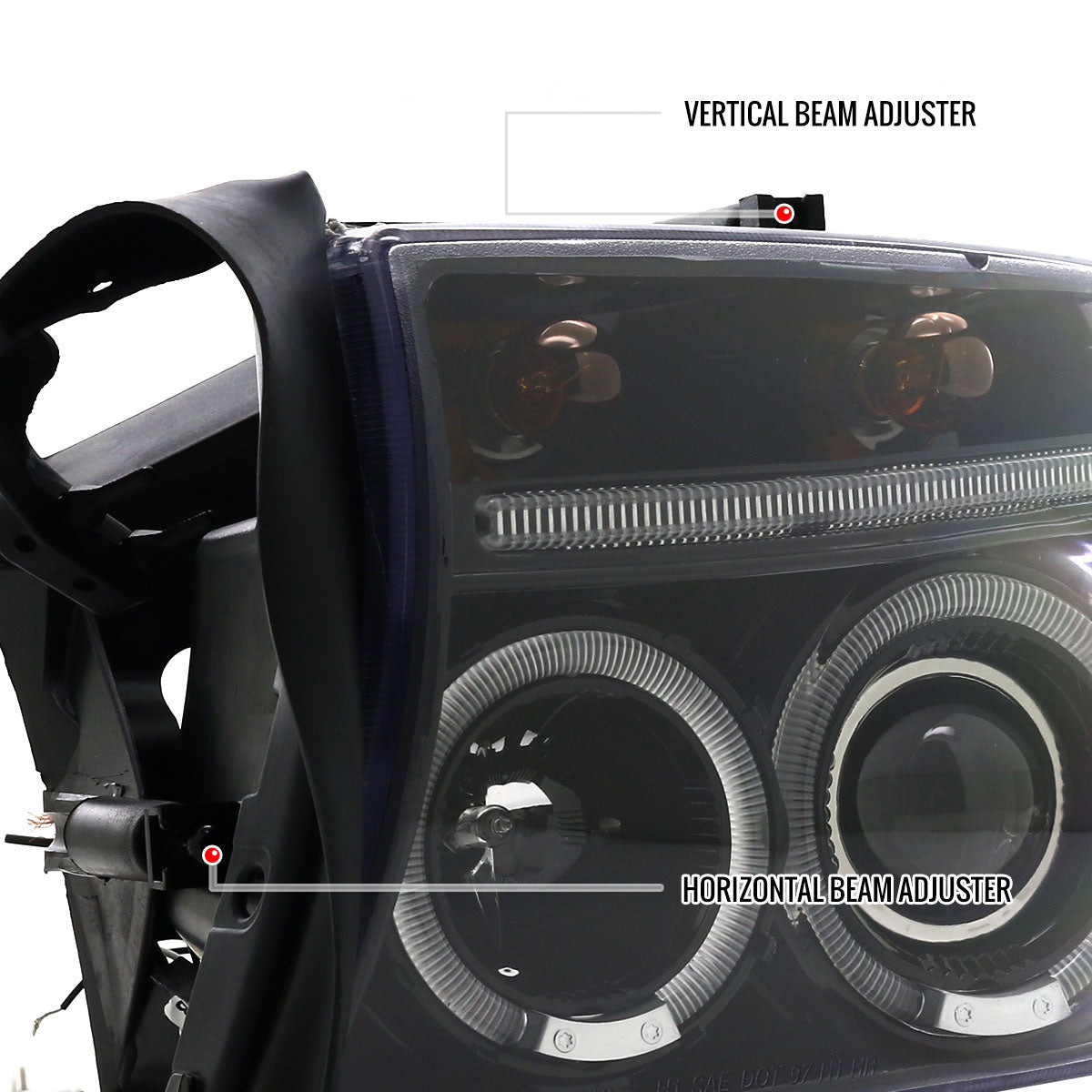 1997-2004 Dodge Dakota/ 1998-2003 Durango Dual Halo Projector Headlights (Jet Black Housing/Clear Lens)