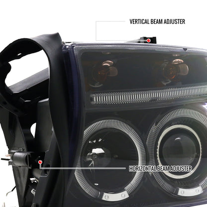 1997-2004 Dodge Dakota/ 1998-2003 Durango Dual Halo Projector Headlights (Jet Black Housing/Clear Lens)