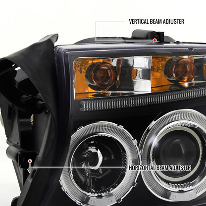 1997-2004 Dodge Dakota/ 1998-2003 Durango Dual Halo Projector Headlights (Matte Black Housing/Clear Lens)
