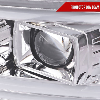 2000-2006 GMC Sierra/Denali/Yukon LED Strip Projector Headlights (Chrome Housing/Clear Lens)