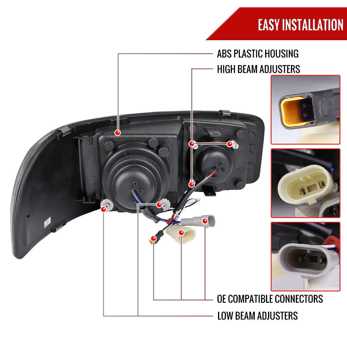 2000-2006 GMC Sierra/Denali/Yukon LED Strip Projector Headlights (Chrome Housing/Clear Lens)
