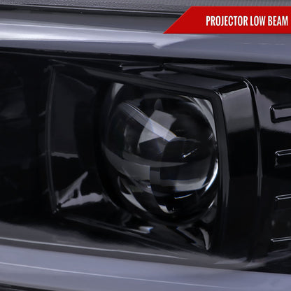 2000-2006 GMC Sierra/Denali/Yukon LED Strip Projector Headlights (Glossy Black Housing/Smoked Lens)