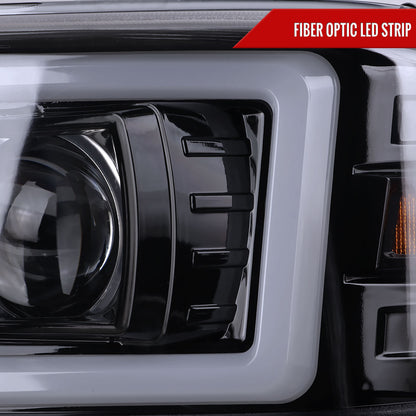 2000-2006 GMC Sierra/Denali/Yukon LED Strip Projector Headlights (Glossy Black Housing/Smoked Lens)