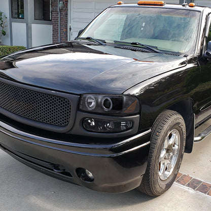 1999-2006 GMC Sierra/ 2000-2006 Yukon/Yukon XL Dual Halo Projector Headlights (Glossy Black Housing/Smoked Lens)