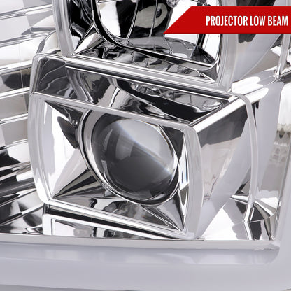 2007-2014 GMC Yukon/XL 1500/XL 2500 Switchback Sequential LED Turn Signal Projector Headlights (Chrome Housing/Clear Lens)