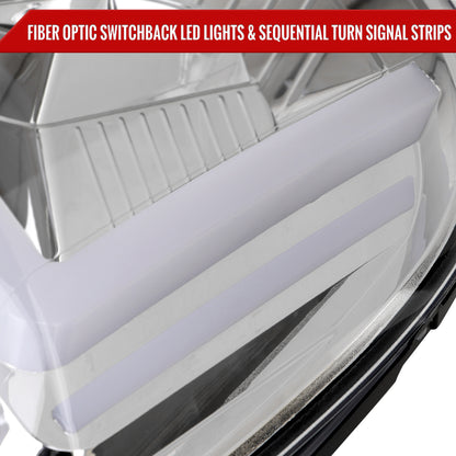 2007-2014 GMC Yukon/XL 1500/XL 2500 Switchback Sequential LED Turn Signal Projector Headlights (Chrome Housing/Clear Lens)