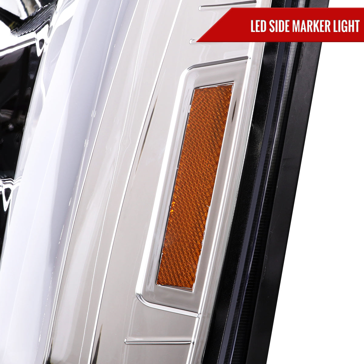 2007-2014 GMC Yukon/XL 1500/XL 2500 Switchback Sequential LED Turn Signal Projector Headlights (Chrome Housing/Clear Lens)