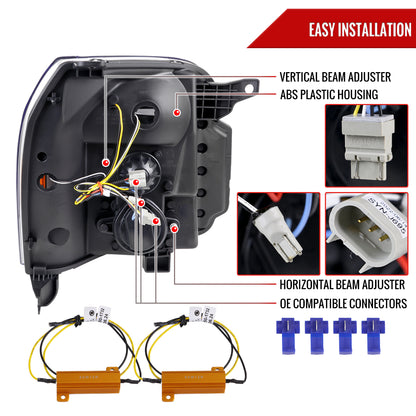 2007-2014 GMC Yukon/XL 1500/XL 2500 Switchback Sequential LED Turn Signal Projector Headlights (Chrome Housing/Clear Lens)