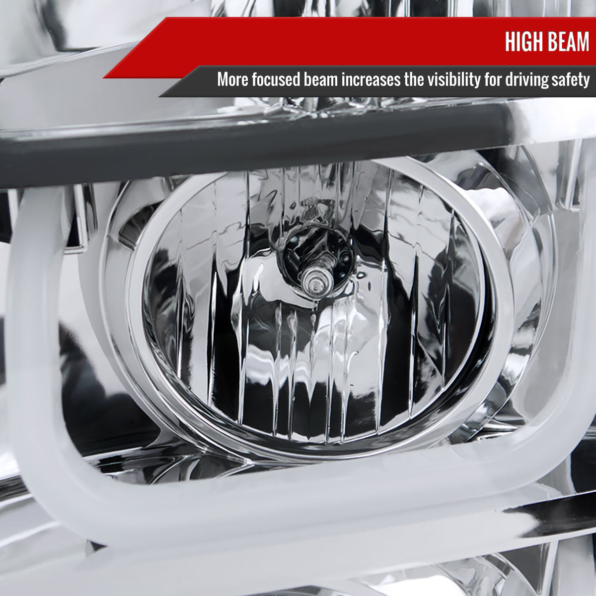 2007-2014 GMC Yukon/Yukon XL 1500/2500 LED U-Bar Projector Headlights (Chrome Housing/Clear Lens)