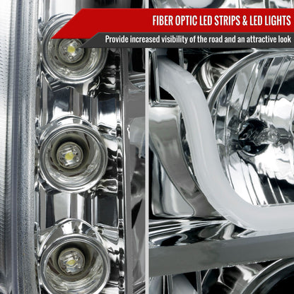 2007-2014 GMC Yukon/Yukon XL 1500/2500 LED U-Bar Projector Headlights (Chrome Housing/Clear Lens)