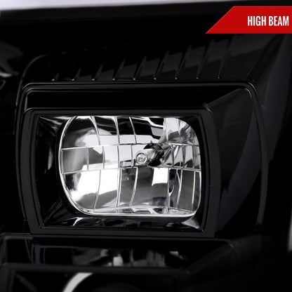 2007-2014 GMC Yukon/XL 1500/XL 2500 Switchback Sequential LED Turn Signal Projector Headlights (Jet Black Housing/Clear Lens)
