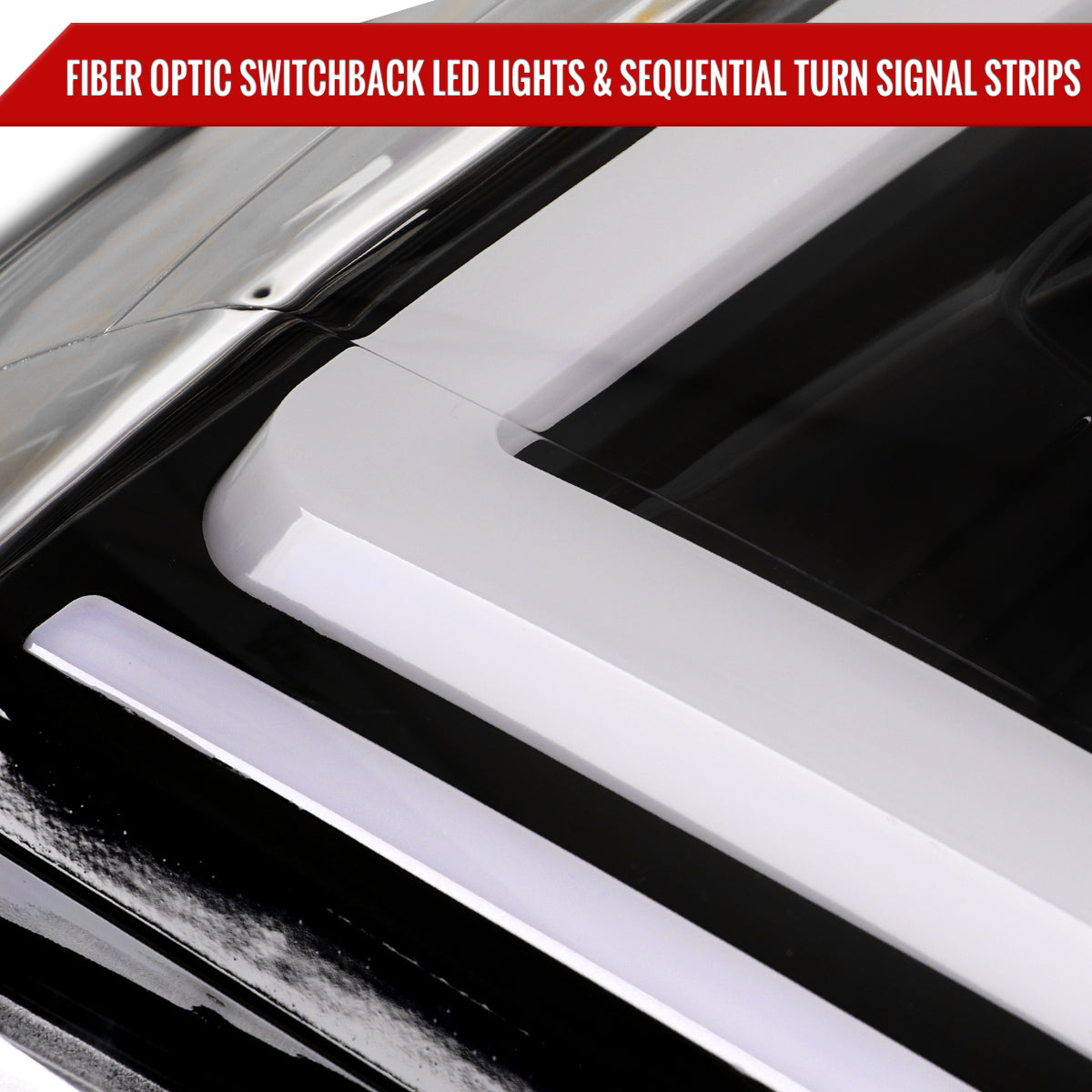 2007-2014 GMC Yukon/XL 1500/XL 2500 Switchback Sequential LED Turn Signal Projector Headlights (Jet Black Housing/Clear Lens)