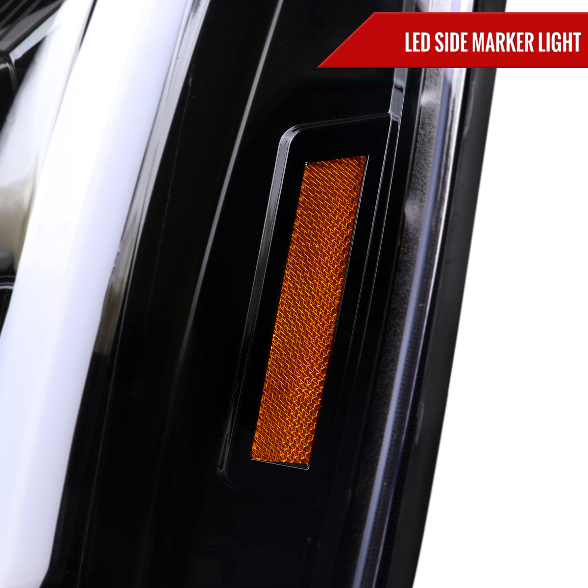 2007-2014 GMC Yukon/XL 1500/XL 2500 Switchback Sequential LED Turn Signal Projector Headlights (Jet Black Housing/Clear Lens)