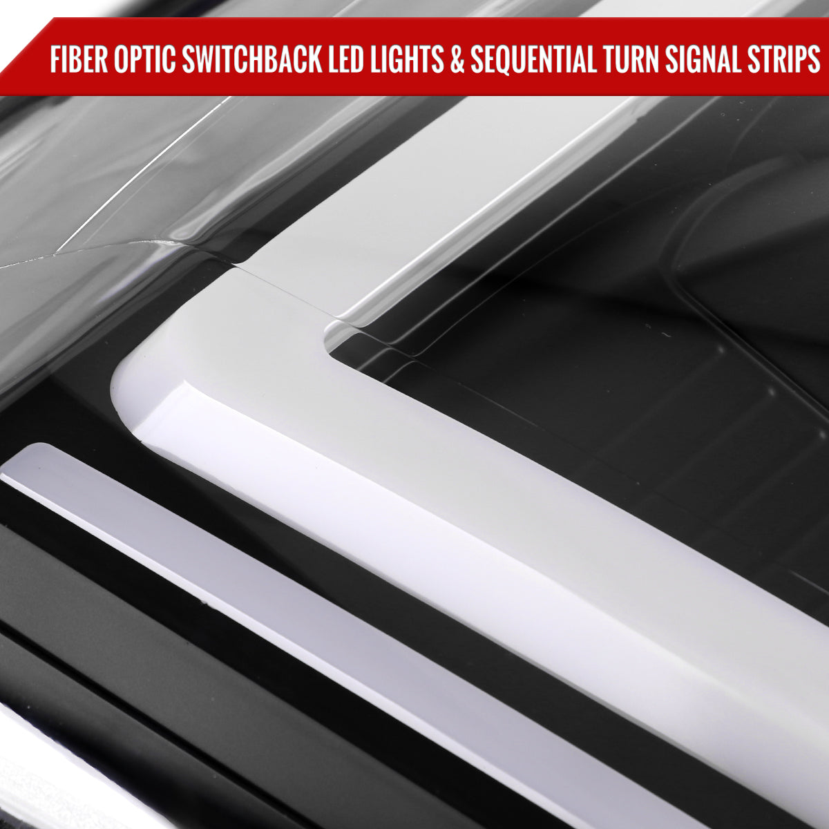 2007-2014 GMC Yukon/XL 1500/XL 2500 Switchback Sequential LED Turn Signal Projector Headlights (Matte Black Housing/Clear Lens)