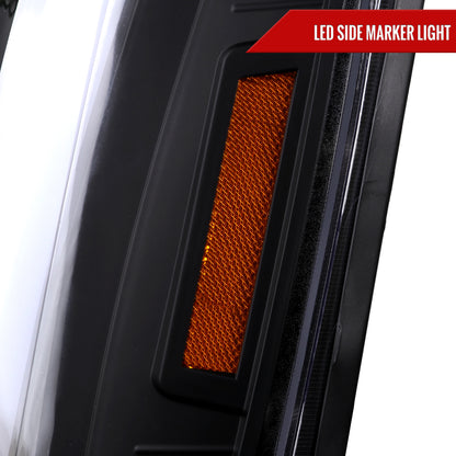 2007-2014 GMC Yukon/XL 1500/XL 2500 Switchback Sequential LED Turn Signal Projector Headlights (Matte Black Housing/Clear Lens)