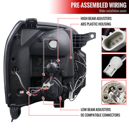 2007-2014 GMC Yukon/Yukon XL 1500/2500 LED U-Bar Projector Headlights (Matte Black Housing/Clear Lens)