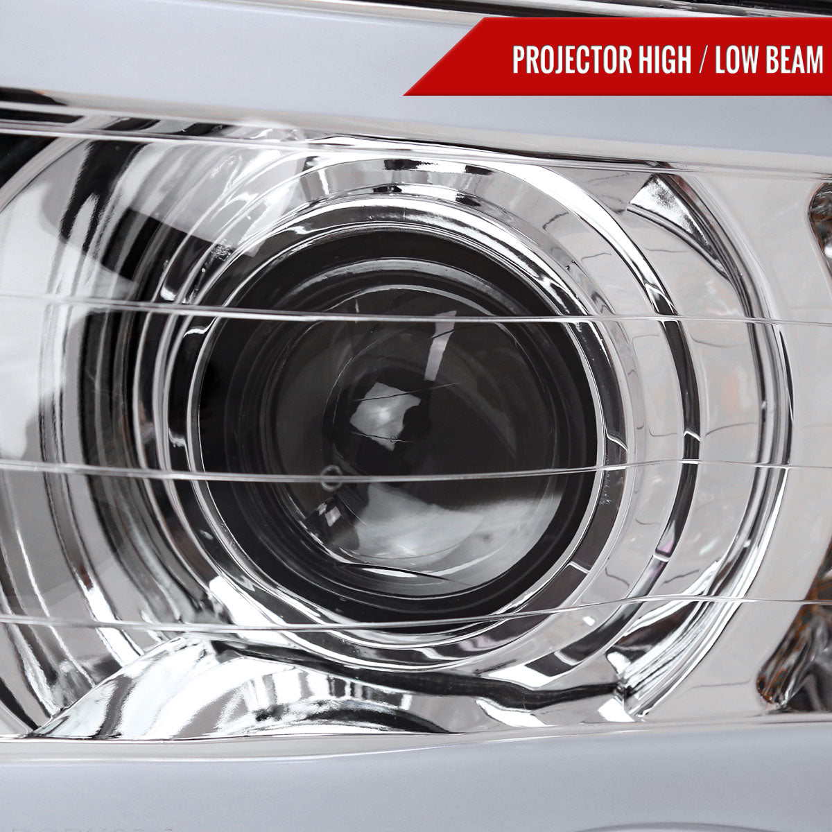 2002-2005 Dodge Ram 1500 / 2003-2005 Dodge Ram 2500 / 3500 LED Tube Projector Headlights (Chrome Housing/Clear lens)